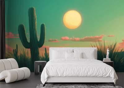 As you embark on your midjourney, imagine a cactus thriving in the midst of terraforming, its resilience echoing the spirit of transformation. Terraforming. Illustration Wall mural