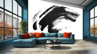 Black ink background painted by brush. illustration. Ink Blot. Illustration Wall mural