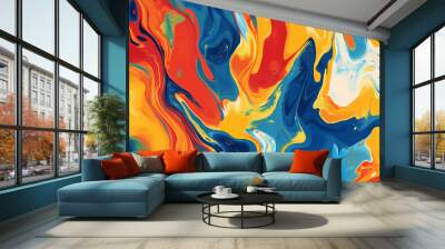 Bold and vibrant neo-fauvism style abstract art background with complementary colors. Complementary Colors. Illustration Wall mural