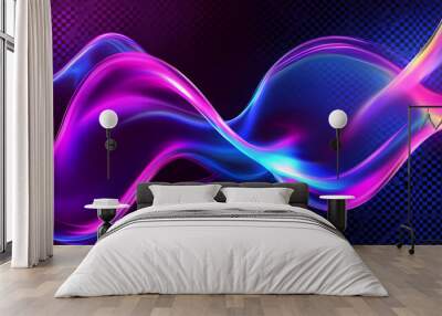 Colorful liquid shape, soft gradient neon light mesh blend with blur effect on transparent background. Soft Glow. Illustration Wall mural