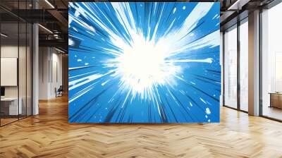 Exciting blue comic style background filled with energy and motion. Narrative Illustration. Illustration Wall mural