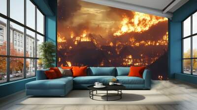 fire in the fireplace Wall mural