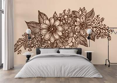 Floral henna design for mehndi tattoo and decoration in ethnic oriental style. Henna Design. Illustration Wall mural