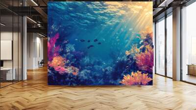 Great barrier reef underwater collection. generative ai design art concept. Great Barrier Reef. Illustration Wall mural