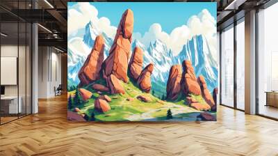 Incredible view of rock formations troll toes. Mountain Troll. Illustration Wall mural