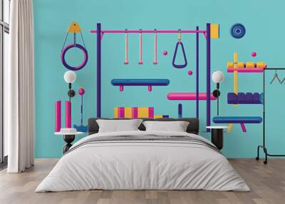 Innovative agility equipment flat design front view modern theme animation complementary color scheme. Flat Design. Illustration Wall mural