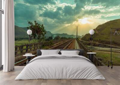 railroad trough valley Wall mural