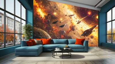 Space opera battle illustration. Space Battle. Illustration Wall mural