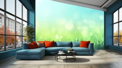 Spring blurred background blue green gradient horizon background for design fresh spring light. Gradient. Illustration Wall mural