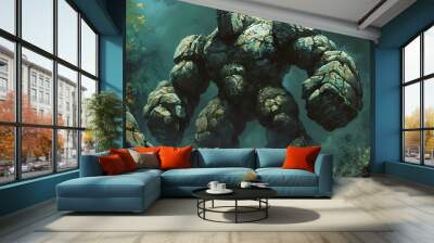 Stone golems that have existed since ancient times. Golem. Illustration Wall mural