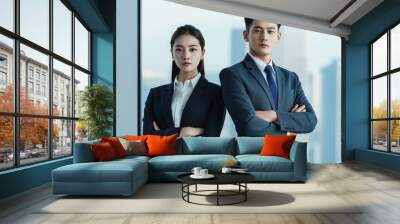 Businesswoman and businessman Wall mural