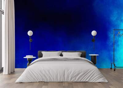 Blue haze and light blue light on a black background.  The illustration created on the tablet is used as an abstract background. Wall mural