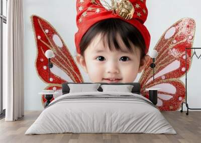  girl in holiday costume, with nice hat for xmas Wall mural