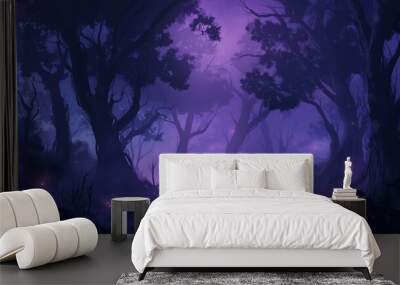 halloween theme for game, landscape of wood Wall mural