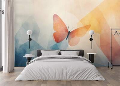 A butterfly in an abstract setting with geometric shapes, symbolizing nature and transformation. Perfect for art or decorative projects. Wall mural