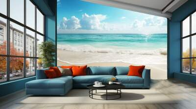 Holiday beach with white sand and clear water Wall mural