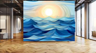 Peinture abstraite symbolique d'un paysage marin Wall mural