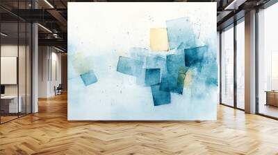 Watercolor Abstract geometric shapes in pastel tones, symbolizing balance and harmony.  Wall mural