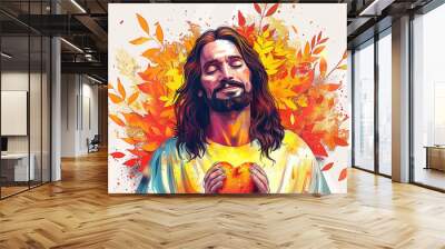 Vector Illustration of Jesus Christ, Christian, love and prosperity Wall mural