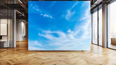 beautiful airatmosphere bright blue sky background abstract clear texture with white clouds. Wall mural