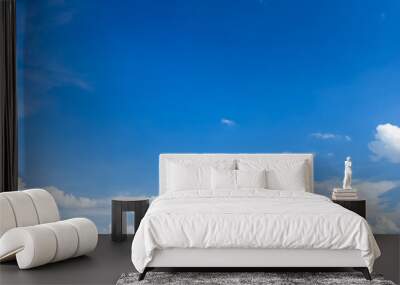 beautiful land air atmosphere bright blue sky background abstract clear texture with white cloud. Wall mural