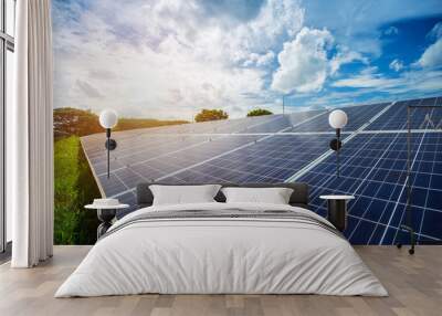 Solar panel on blue sky background, Alternative energy concept,Clean energy,Green energy. Wall mural