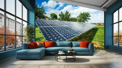 Solar panel on blue sky background, Alternative energy concept,Clean energy,Green energy. Wall mural