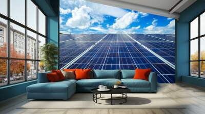 Solar panel on blue sky background, Alternative energy concept,Clean energy,Green energy. Wall mural