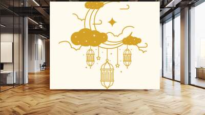 Ramadan Moon Outline Vector Illustration Wall mural