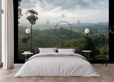 camera viewfinder with exposure photo and camera settings. Wall mural