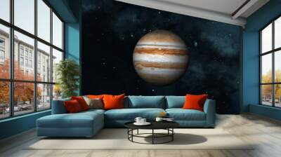 Jupiter planet on space with colorful starry night. front view of Jupiter planet from space with beautiful galaxy. 3d rendered planet. full view of Jupiter 4k resolution. Wall mural