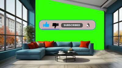 subscribe with bell symbol illustration on green screen background Wall mural