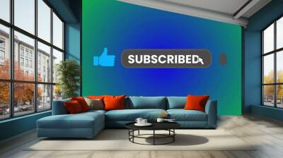 subscribe with bell symbol illustration on green screen background Wall mural