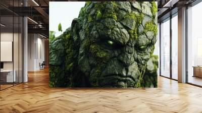 Closeup of an earth golem with rocky skin, intricate moss patterns, Wall mural