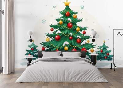 Sweet and cute Christmas tree Wall mural