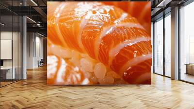 Close-up of salmon sushi Wall mural