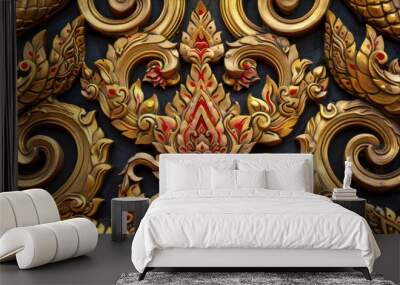 Elegant Thai Decorative Art with Motifs and Patterns Wall mural