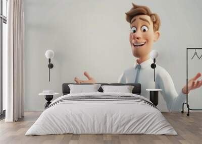 Friendly 3D Cartoon Character with Minimalist Style Wall mural