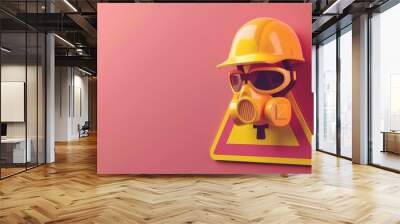 Minimalist 3D Safety Gear Sign with PPE Elements Wall mural