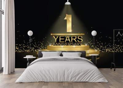 1 years anniversary Golden Jubilee Award Graphics Background. Entertainment Spot Light Hollywood Template Luxury Premium Corporate Abstract Design Template Banner Certificate. Wall mural