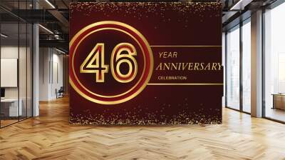 46th anniversary logo with gold double line style decorated with glitter and confetti Vector EPS 10 Wall mural