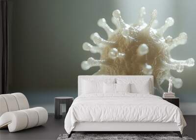 3D virus model in motion on a bright surface, isolated with room for copy space. Wall mural