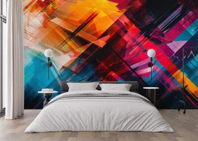 A dynamic abstract background with bold, intersecting lines and a vibrant color palette Wall mural