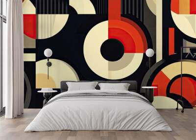 Geometric abstract pattern with repeating shapes and contrasting colors, sleek and modern design. Wall mural