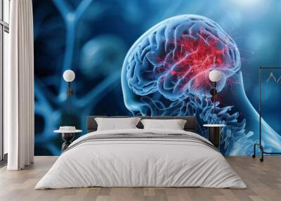 A stroke or a brain attack. occurs when something blocks blood supply to part of the brain or when a blood vessel in the brain bursts. In either case, parts of the brain become damaged or die Wall mural