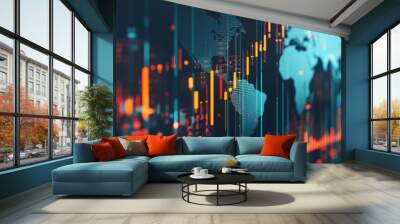 the bustling trading of global finance, where every transaction resonates with the pulse of economic Wall mural