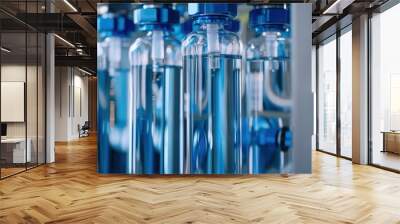 A close-up of a water purification system in action, showing the different stages of filtering and purifying drinking water Wall mural