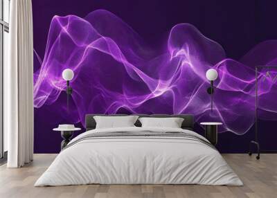 Artistic purple sound wave pattern with elegant lines and fluid shapes. Ideal for creating dynamic audio and tech visuals Wall mural