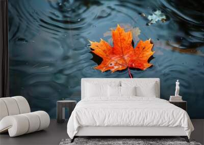 autumn leaves, writing verses that contemplate life's transitions and the beauty of letting go Wall mural