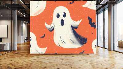 Classic retro ghost design, full of cute Halloween charm, perfect for spooky fun Wall mural